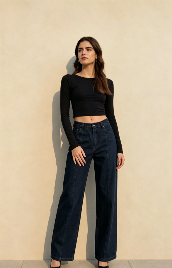 Structured Tailored Wide-Leg Cargo Pants