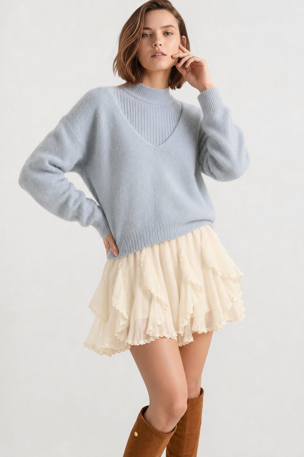 Romantic Ruffled Asymmetrical Chiffon Mini Skirt