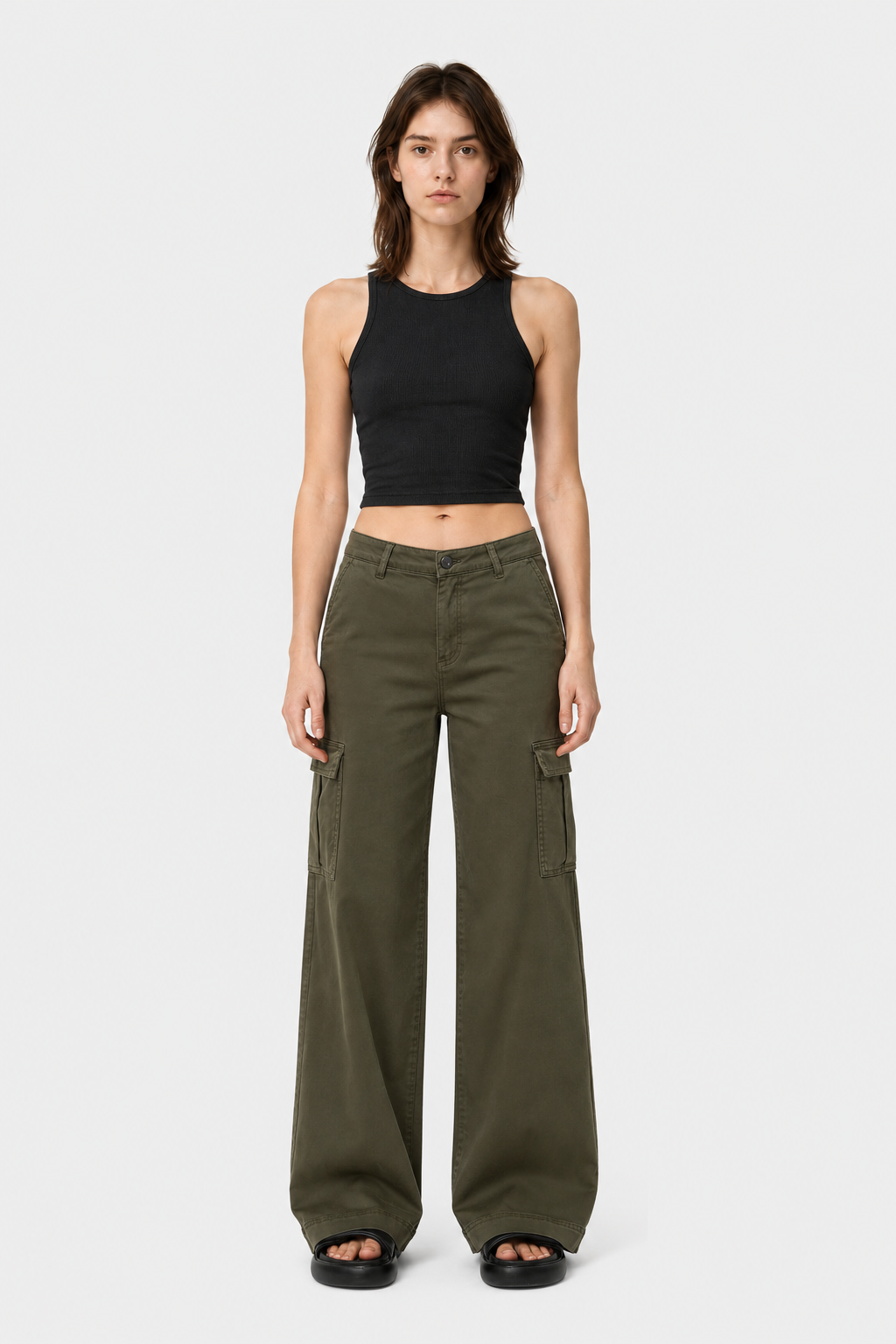High Waist Drawstring Pocket Cargo Pant