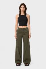 High Waist Drawstring Pocket Cargo Pant
