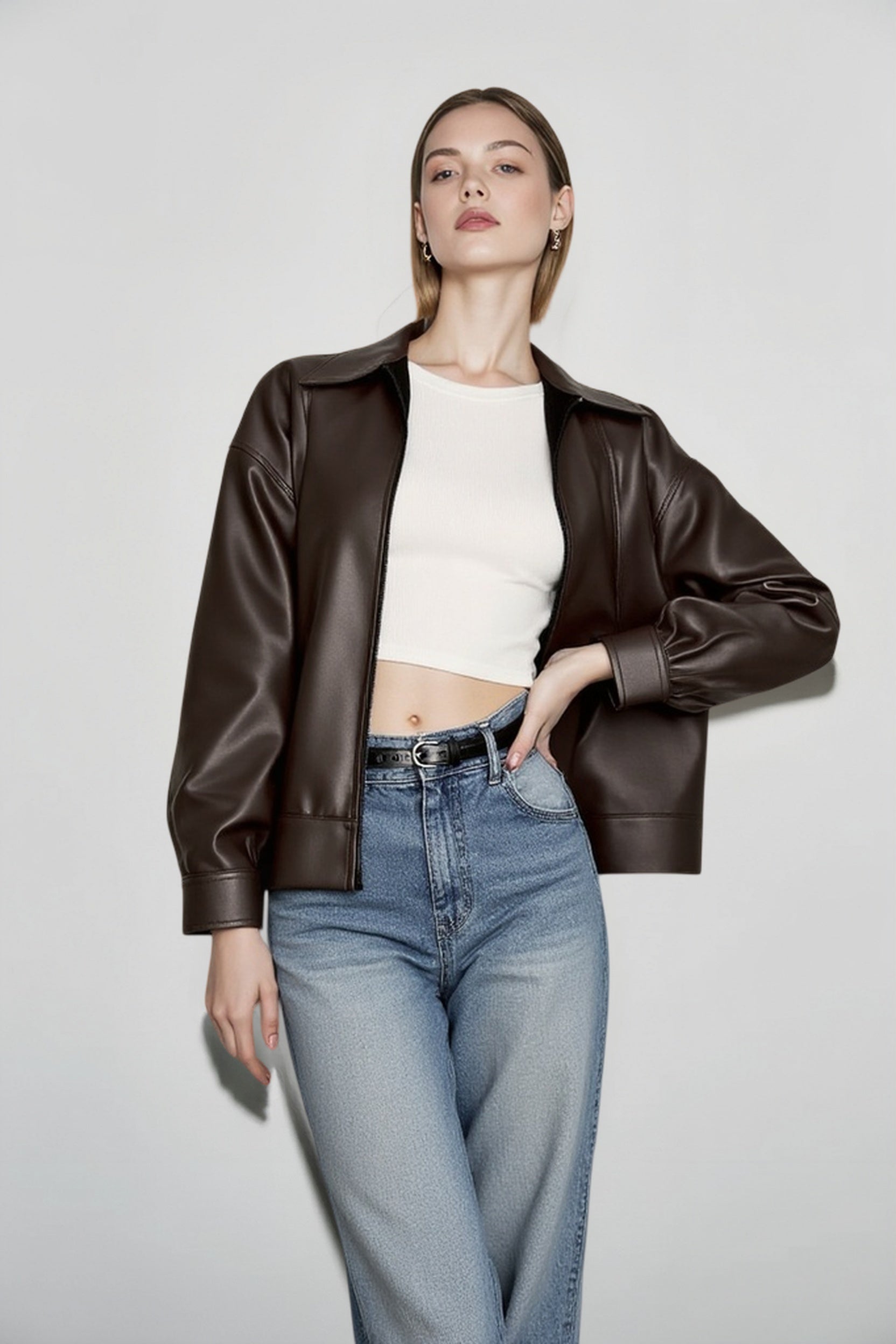Relaxed Fit Motorcycle Style Jacket