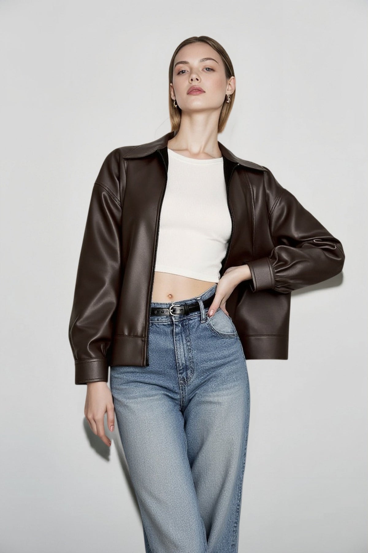 Relaxed Fit Motorcycle Style Jacket
