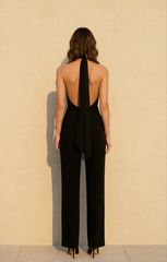 Vintage Solid Satin Backless Maxi Dress