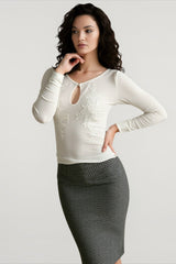 Floral Mesh Long Sleeve Sheer Top