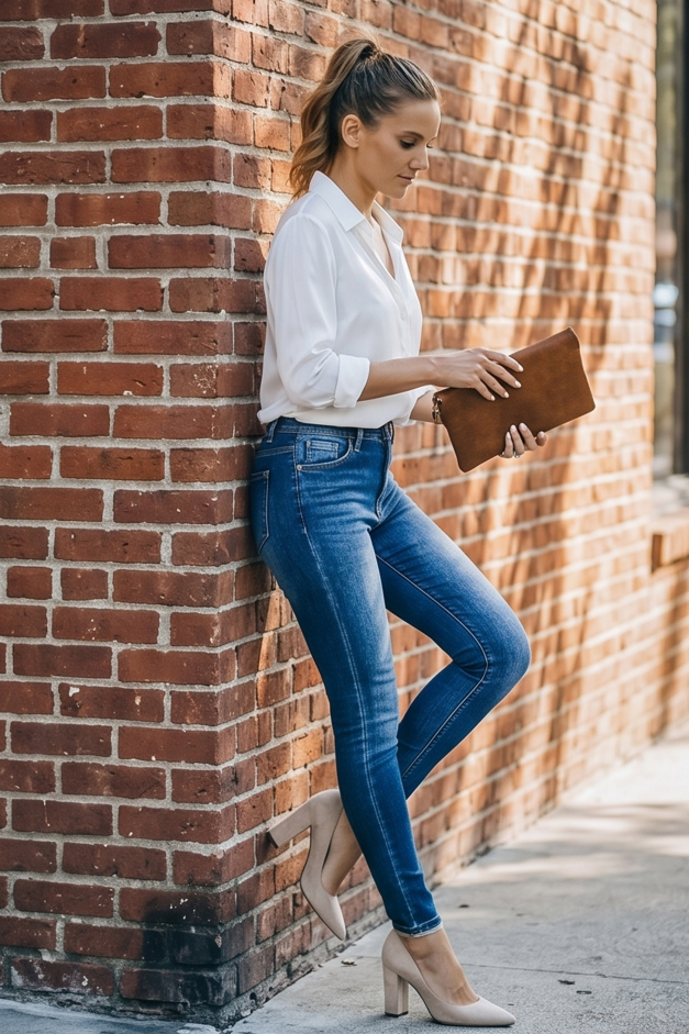 High Waist Skinny Pencil Jeans