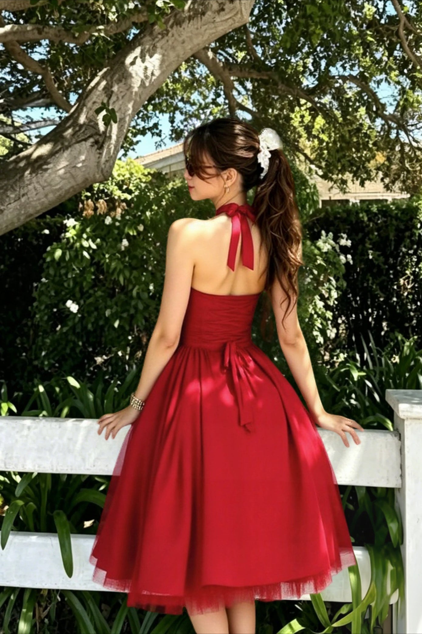 Tie-Waist Puff Party Dress
