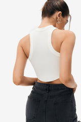 Racerback Curved Hem Crop Tank Top