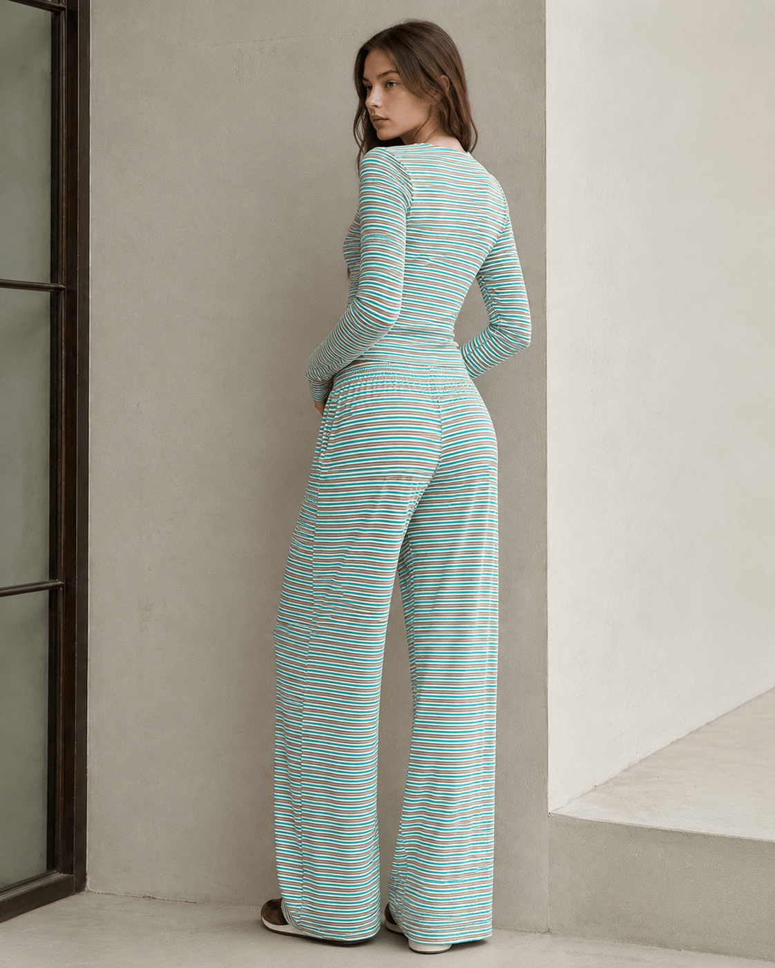 Stripe Button Cord Easy Two Piece Set
