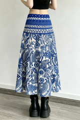 Casual Boho Printed Long Skirt