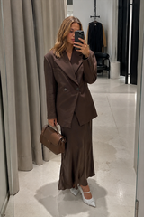 High-Waisted Button Blazer
