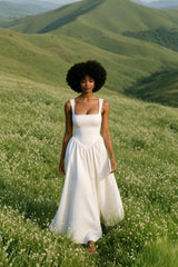 Solid Color A Line Slip Prom Dress
