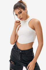 Racerback Curved Hem Crop Tank Top
