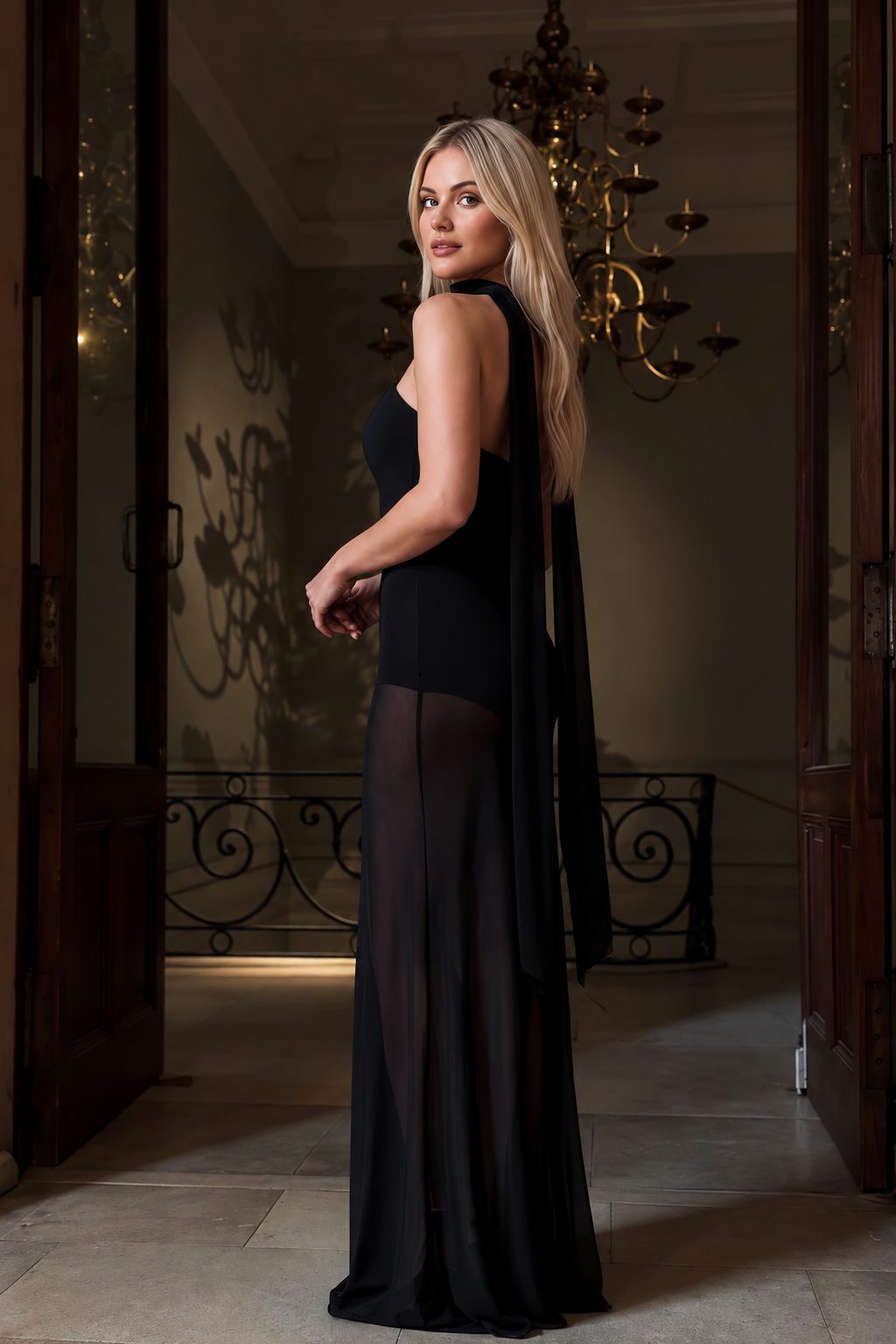 Stretch Tulle Bandage Mesh Formal Dress