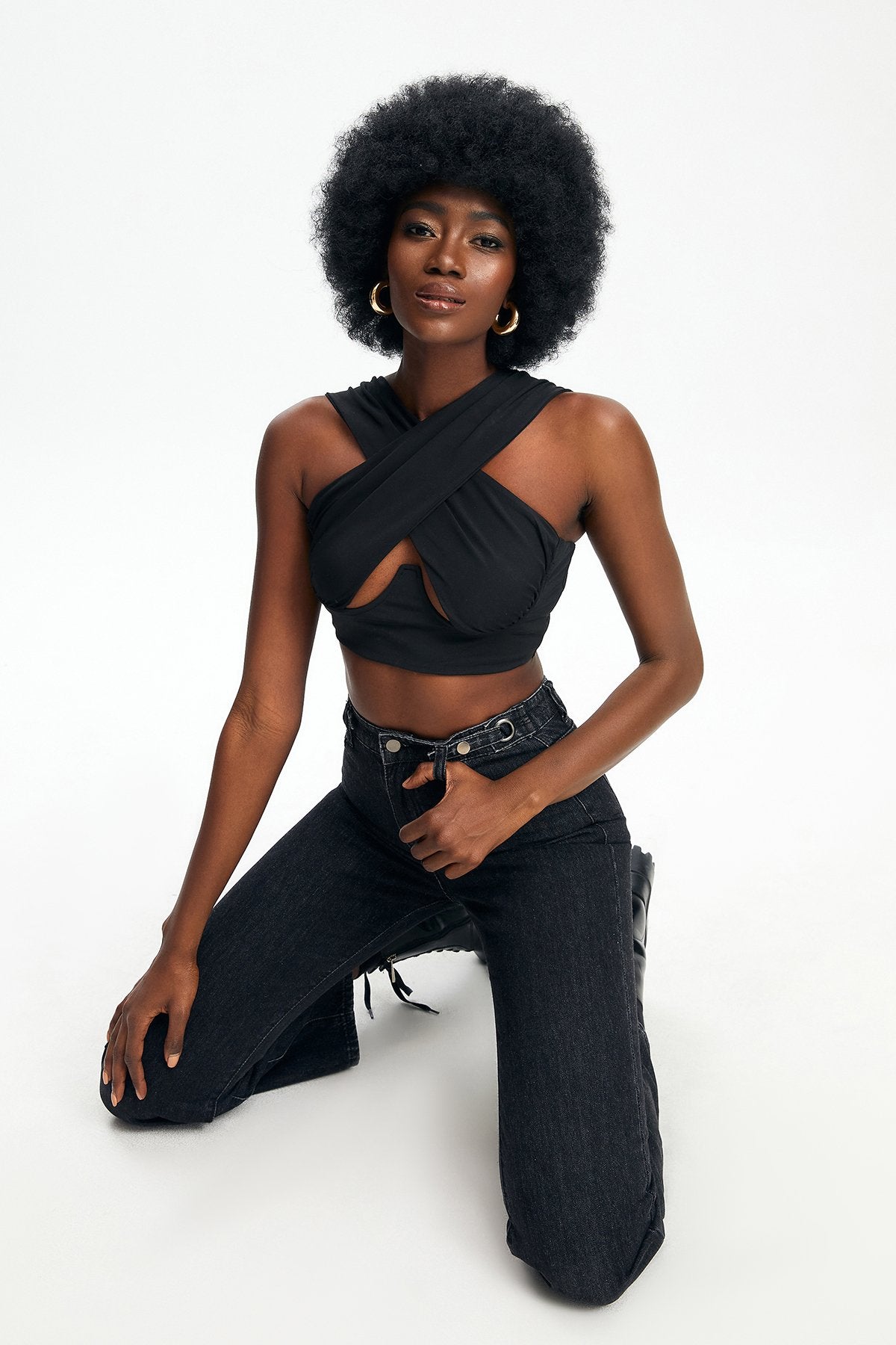 Cut Out Cross Wrap Tank Top