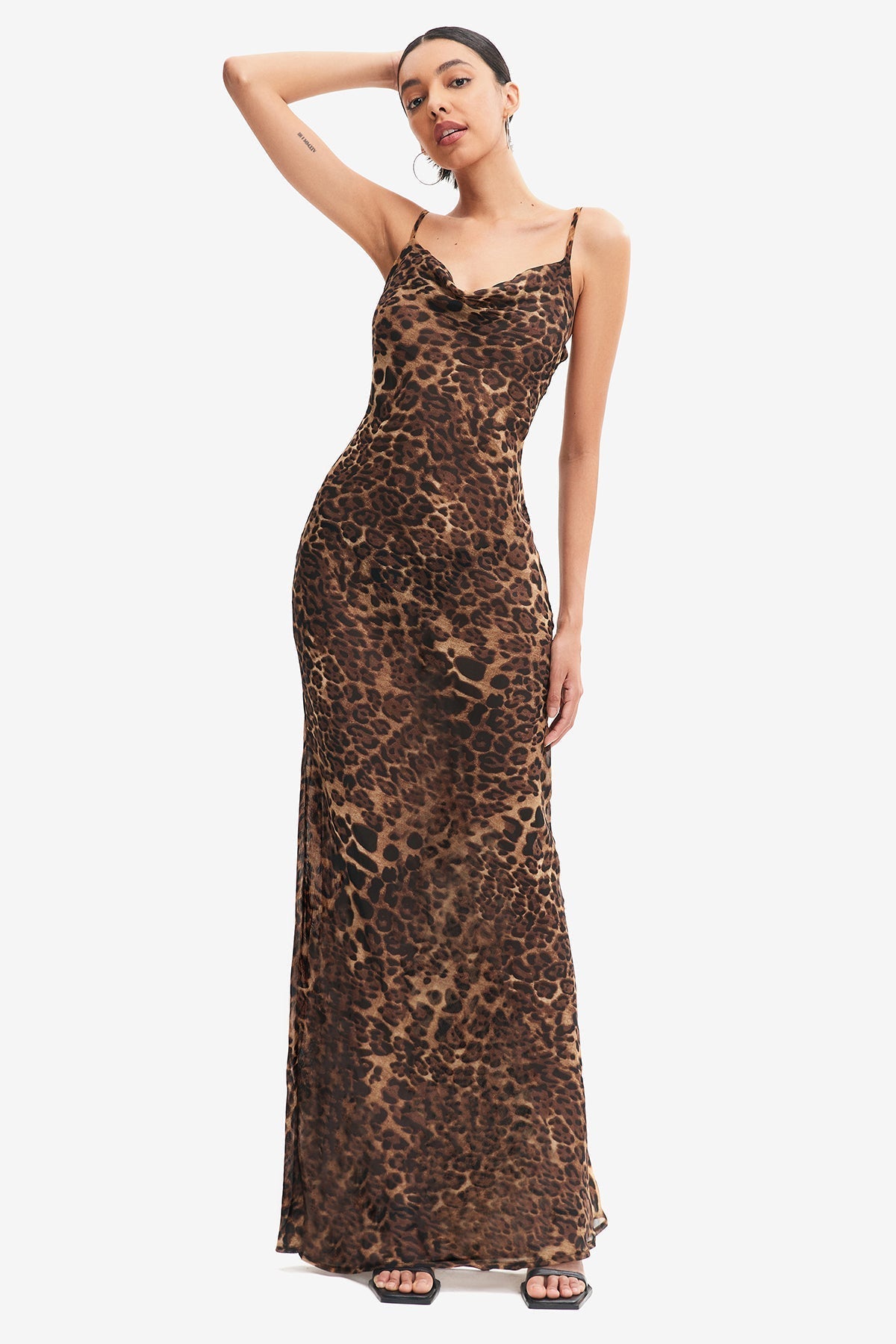 Leopard Print Floor Length Maxi Dress