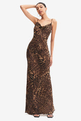 Leopard Print Floor Length Maxi Dress