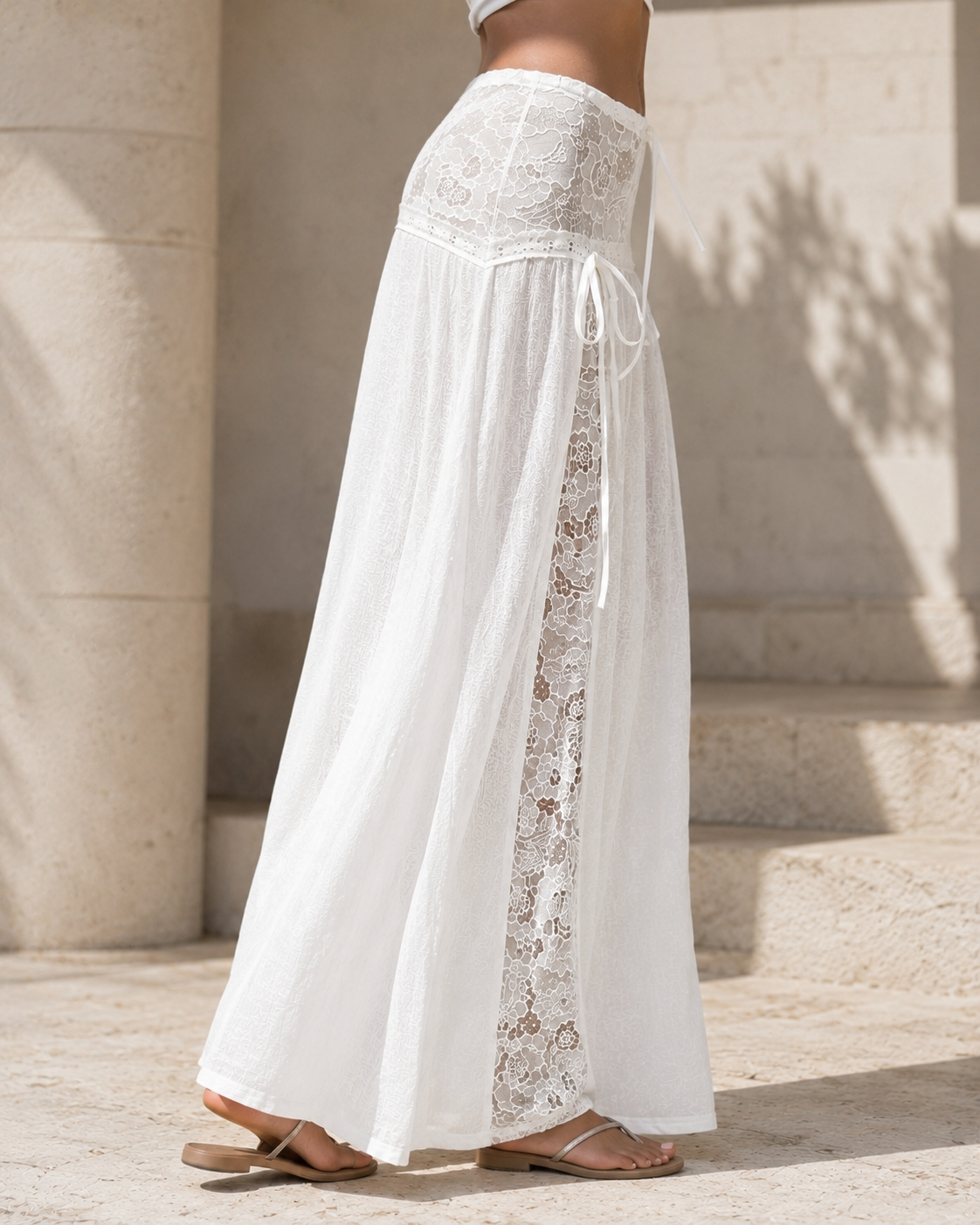 Boho Lace Patchwork Maxi Skirt