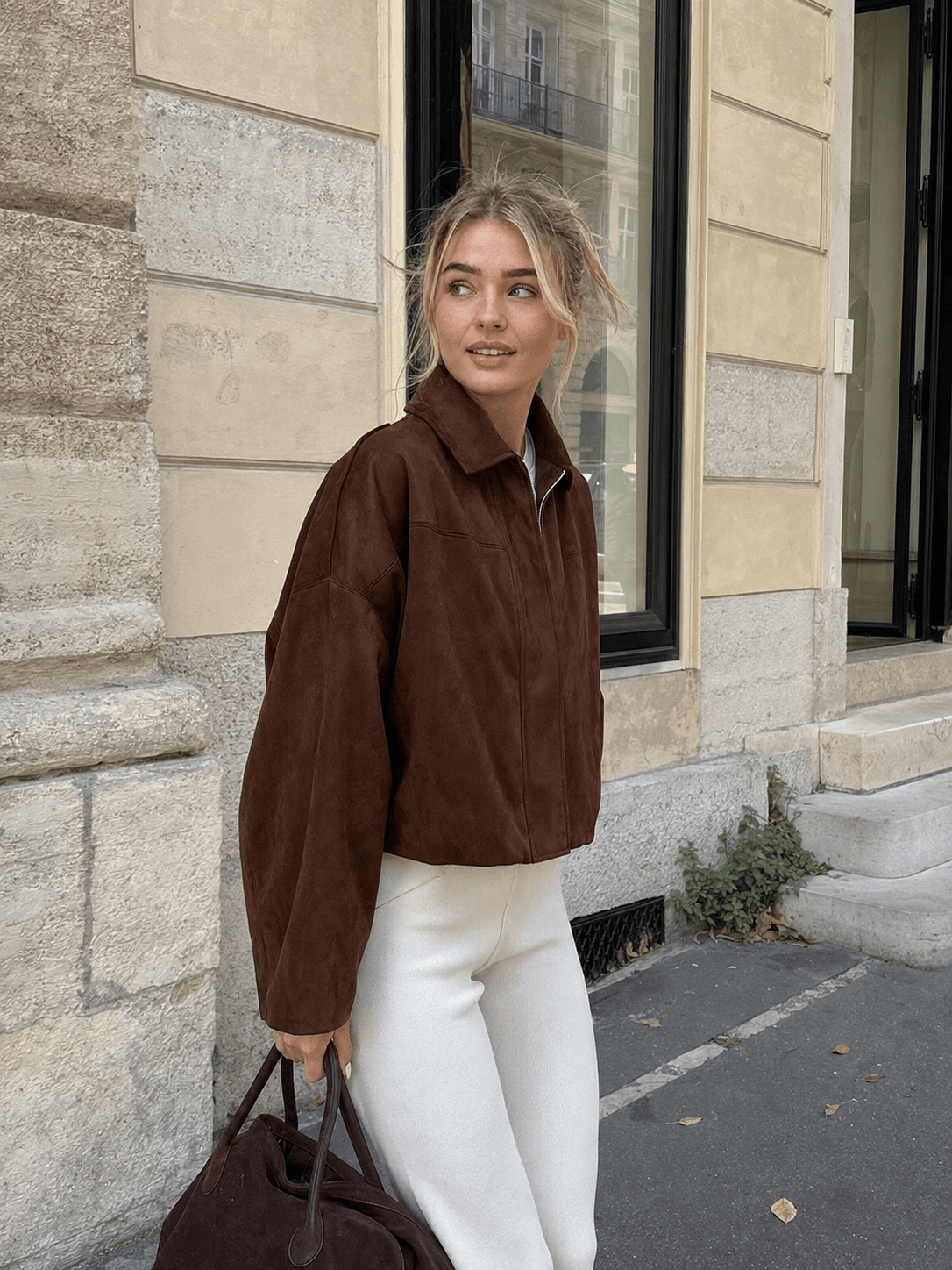 Short Suede Blazer Jacket