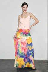 Retro Oil Print Elegant Vacation Skirt