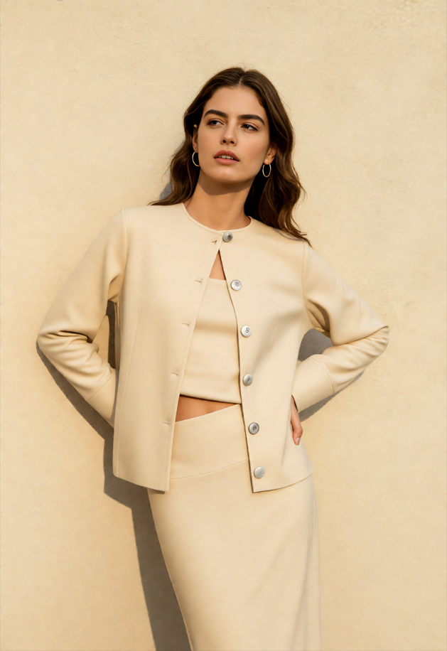 Elegant Minimalist Knit Long Sleeve Cardigan Cami Three Piece Set