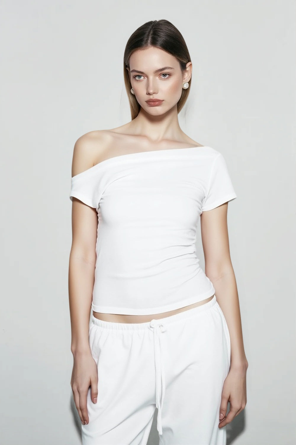 Skew Collar Slim Fit Tee Strapless