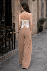 Patchwork Color Block Cinched Waist Tie Asymmetrical Cami Top