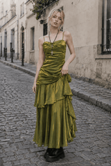 Asymmetrical Burgundy Ruffled Cami Party Dress