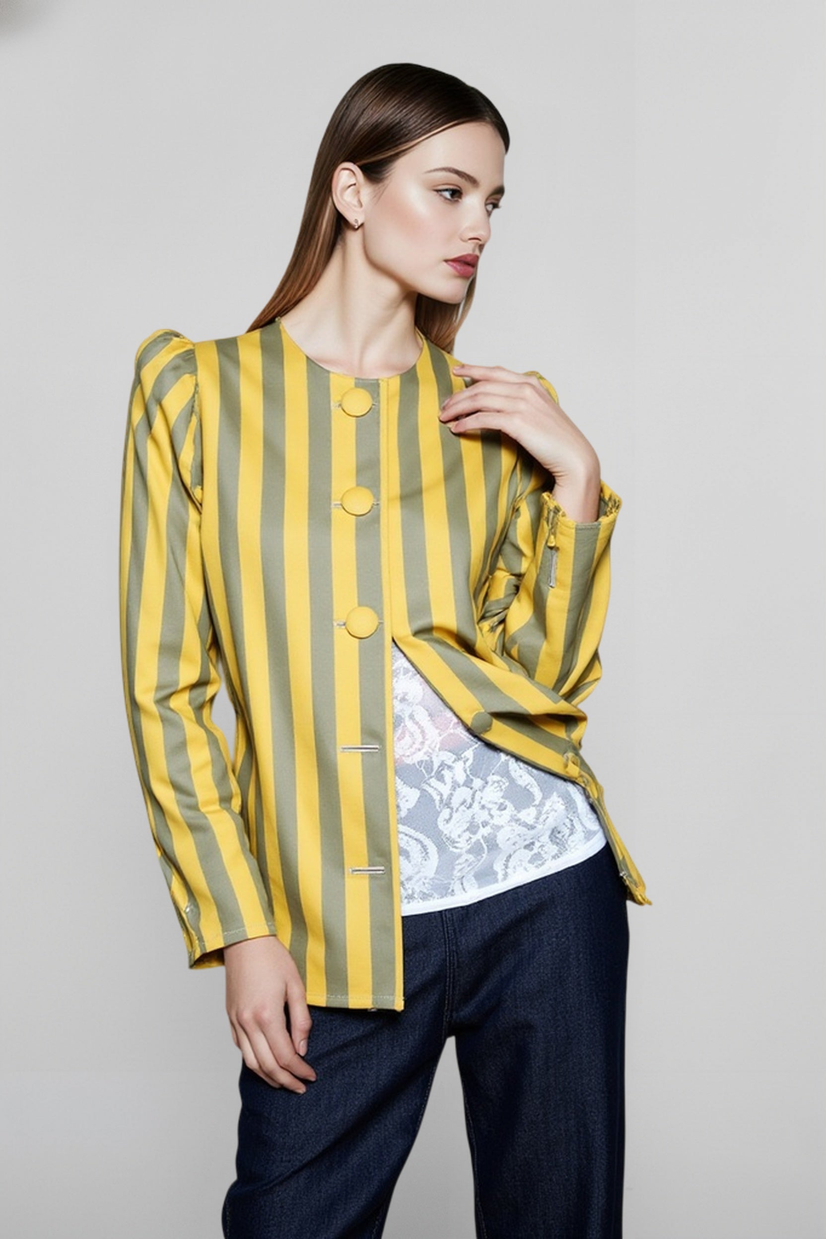 Versatile Stripe Puff Blouse