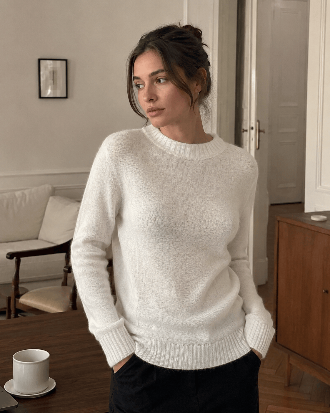 Mohair Round Neck Knit Top