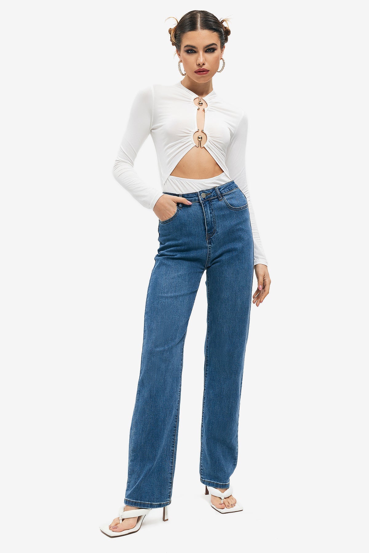Cut Out Metallic Detail Bodysuit