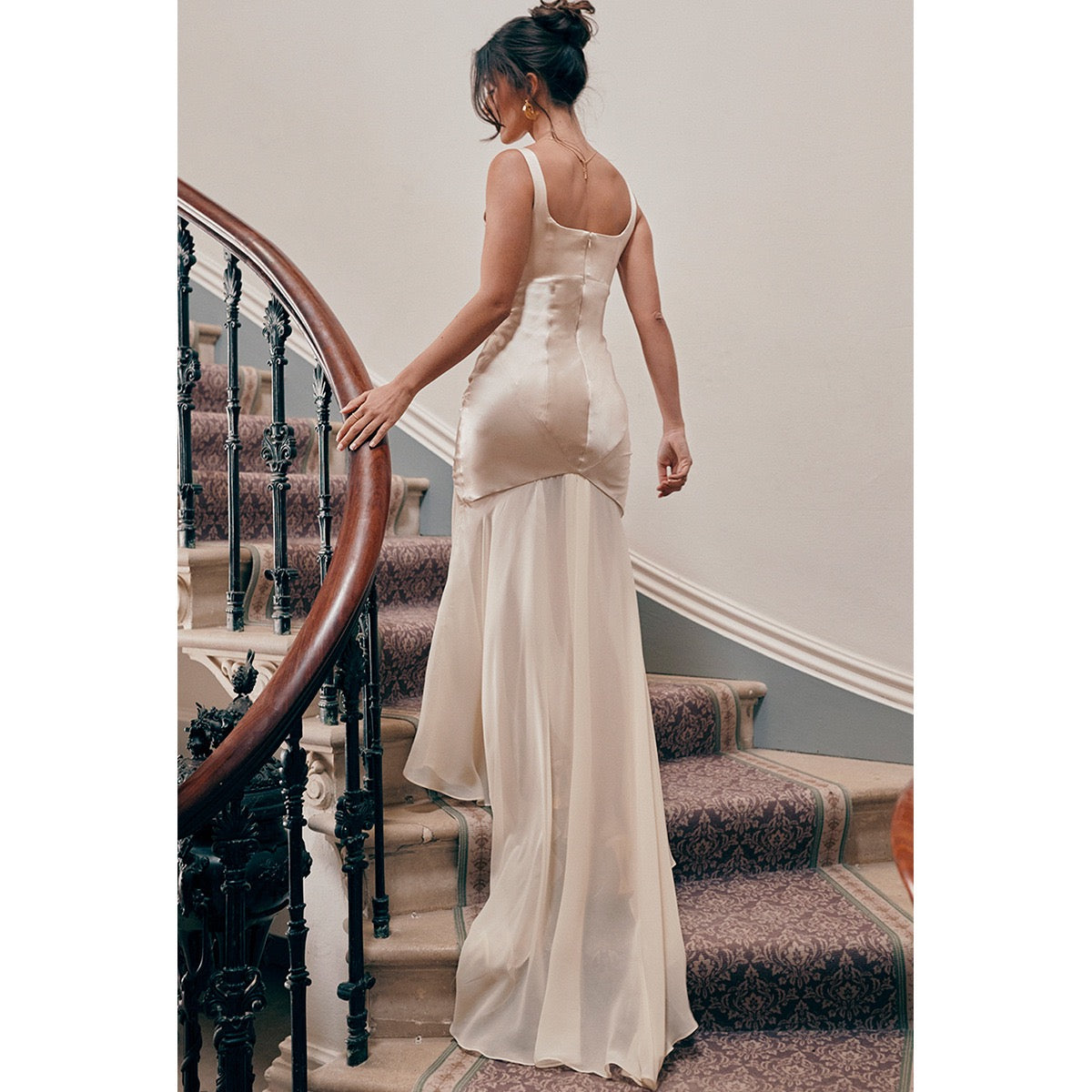 Sheer Overlay Long Dress