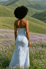 Strapless High Split Lace Dress