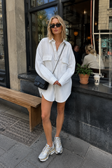Striped Collared Oversized Shirt Blouse