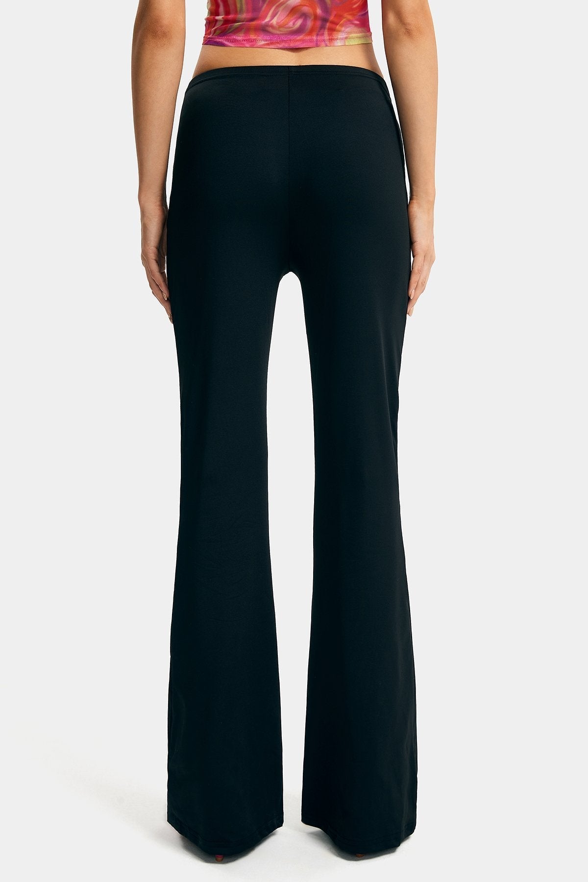 Cut Out Buckle Decor High Waist Flared Pants