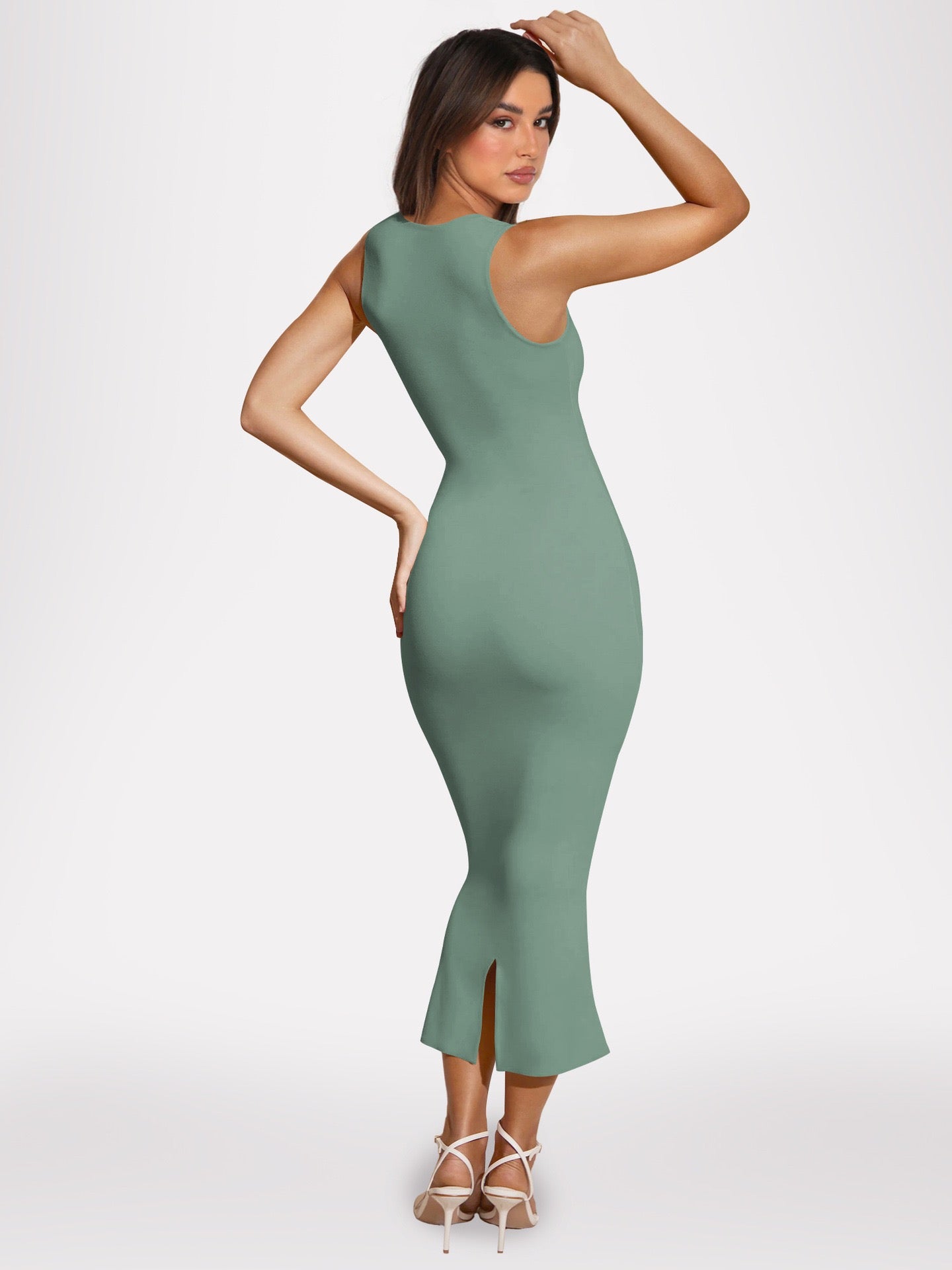 Square Neck Midi Dress in Pastel Yellow