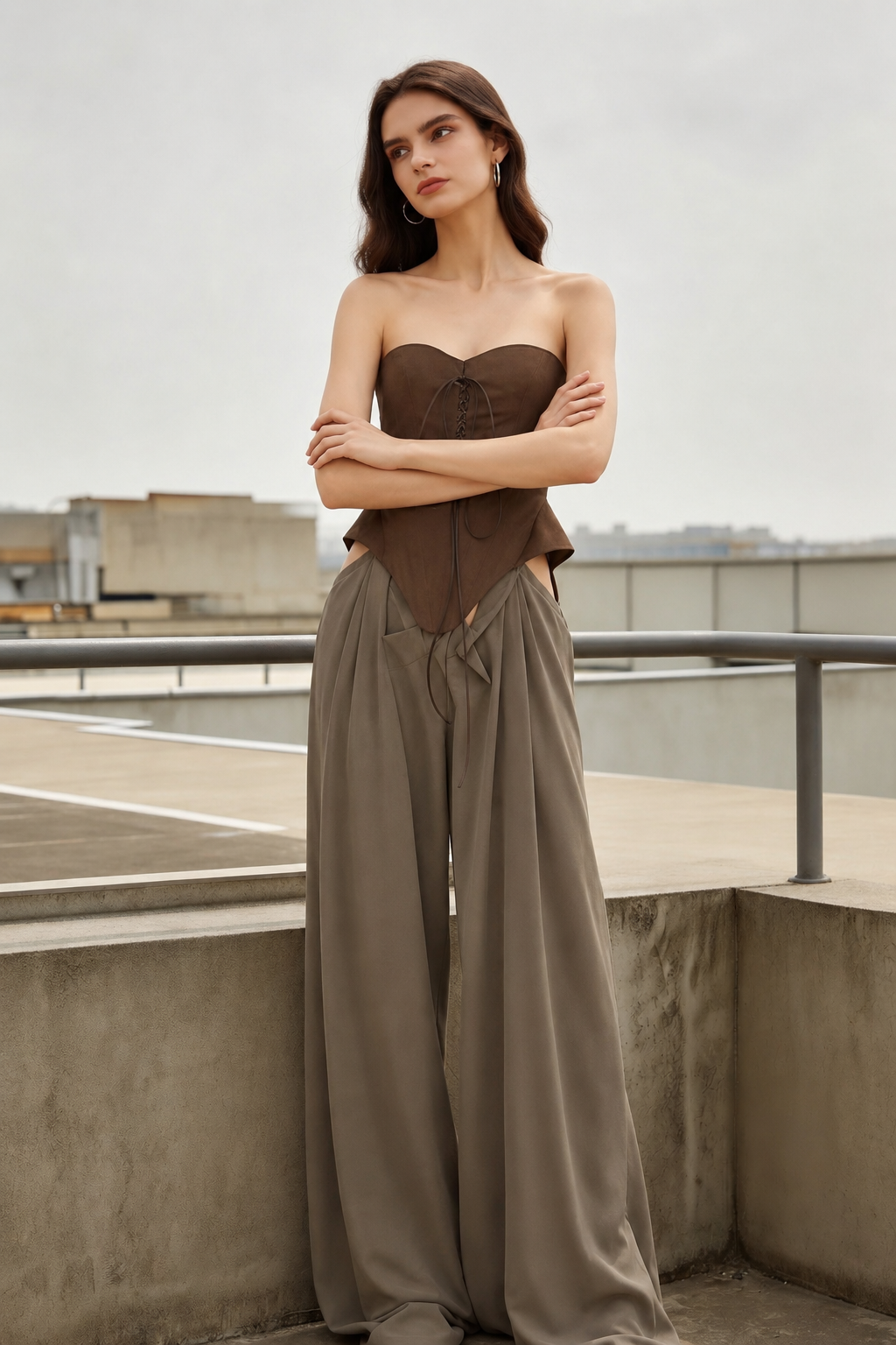 Tie Strapless High Waist Color Block Patchwork Maxi Dress