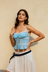 Sheer Mesh Lace Strap V Neck Cami Top