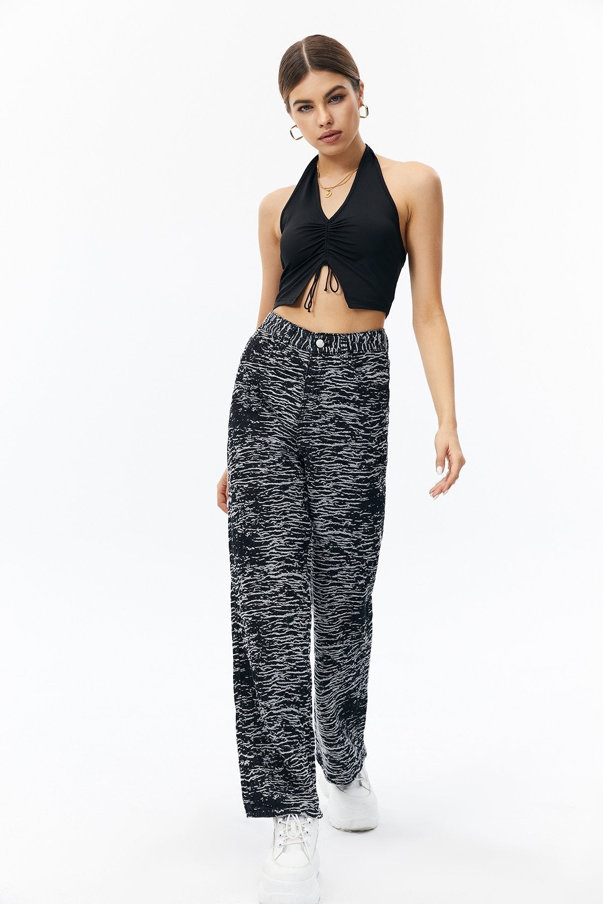 Drawstring Ruched Backless Crop Top