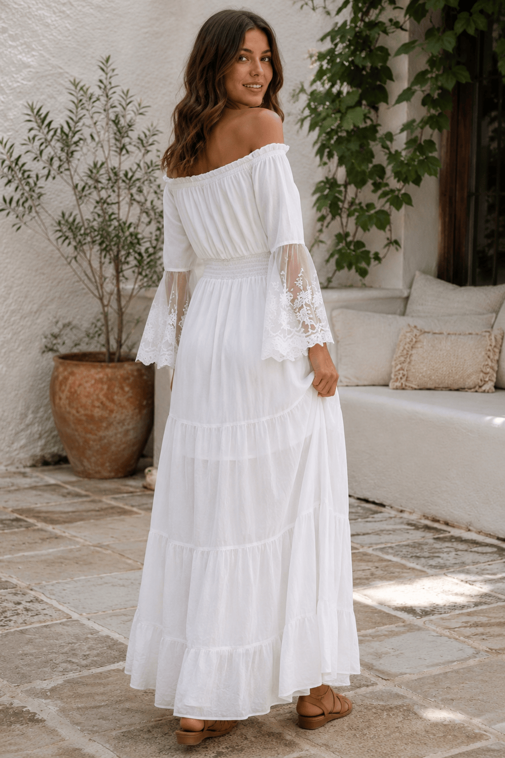 Flare Sleeve Off Shoulder Boho Dress