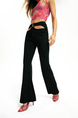 Cut Out Buckle Decor High Waist Flared Pants