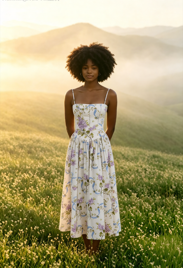 Elegant Gentle Floral Cami Fairy Maxi Dress