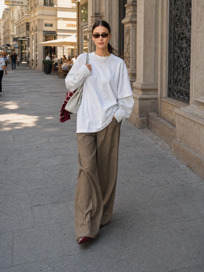 Plaid Elegant Loose Casual Pants