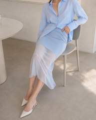 Sheer High Waist Midi Skirt