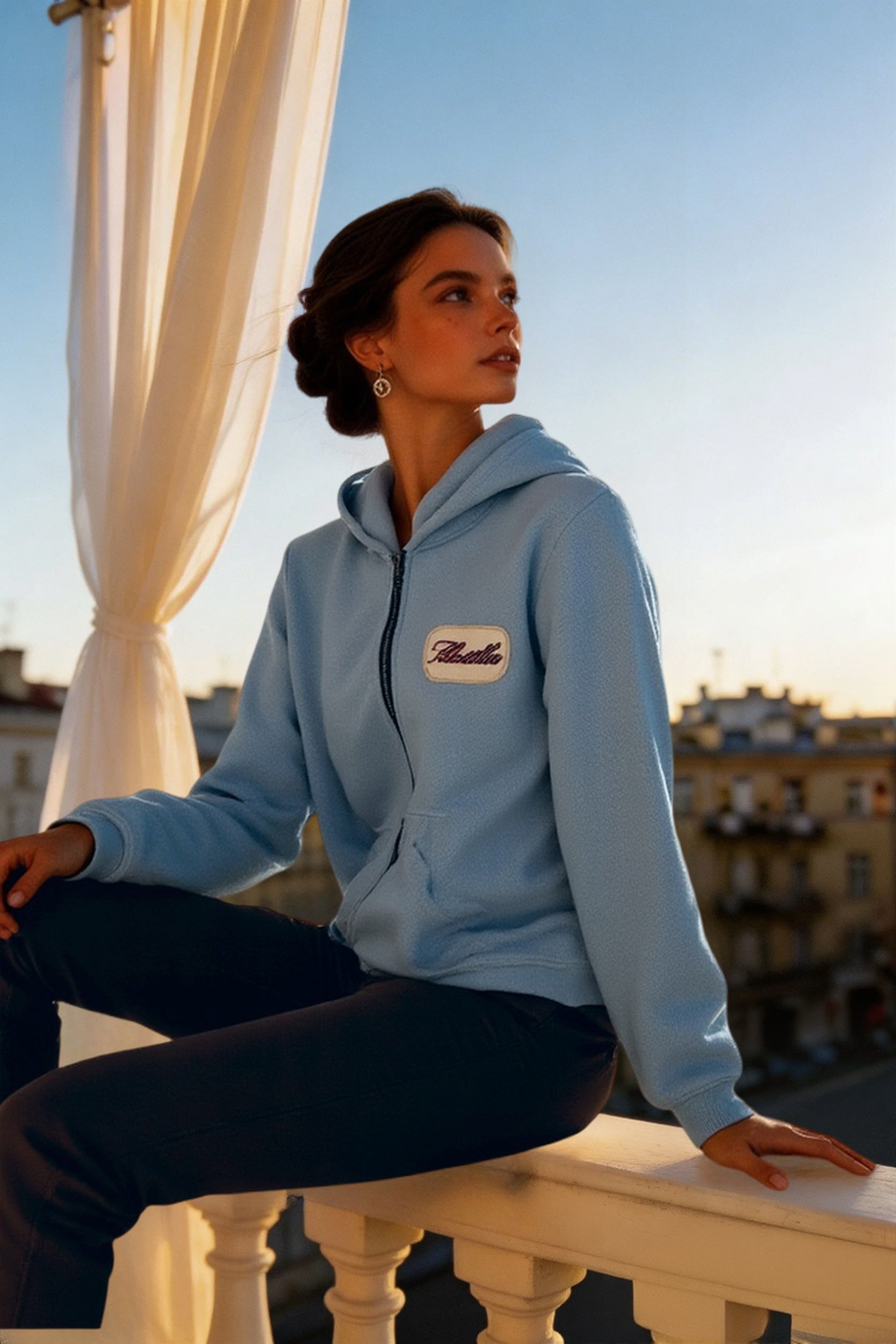 Embroidered Patch Loose Hoodie