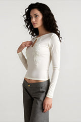 Floral Mesh Long Sleeve Sheer Top