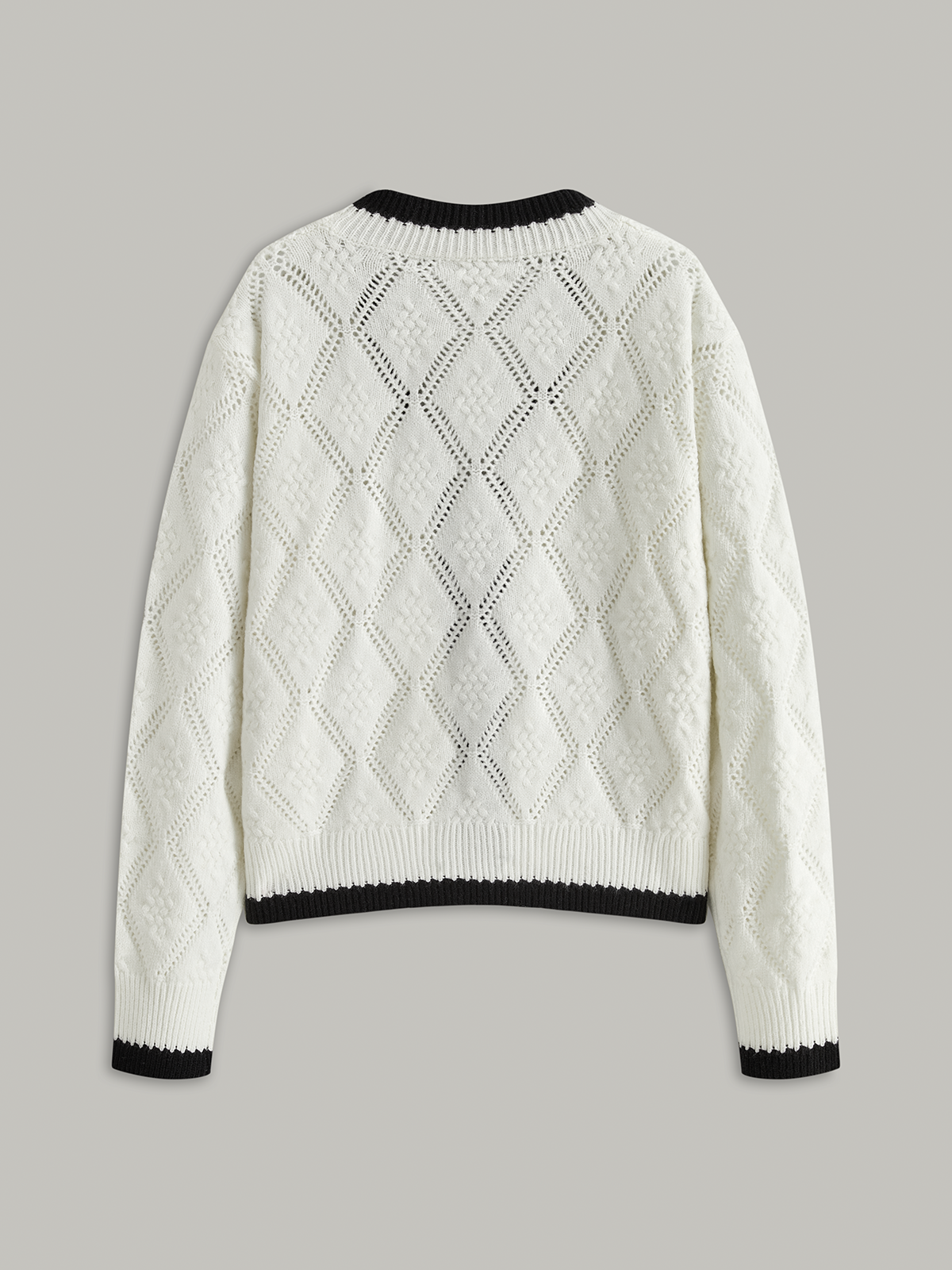 Contrast Trim Tie-Front Knit Cardigan