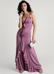 Floral Ruffle Slim Cami Vacation Dress