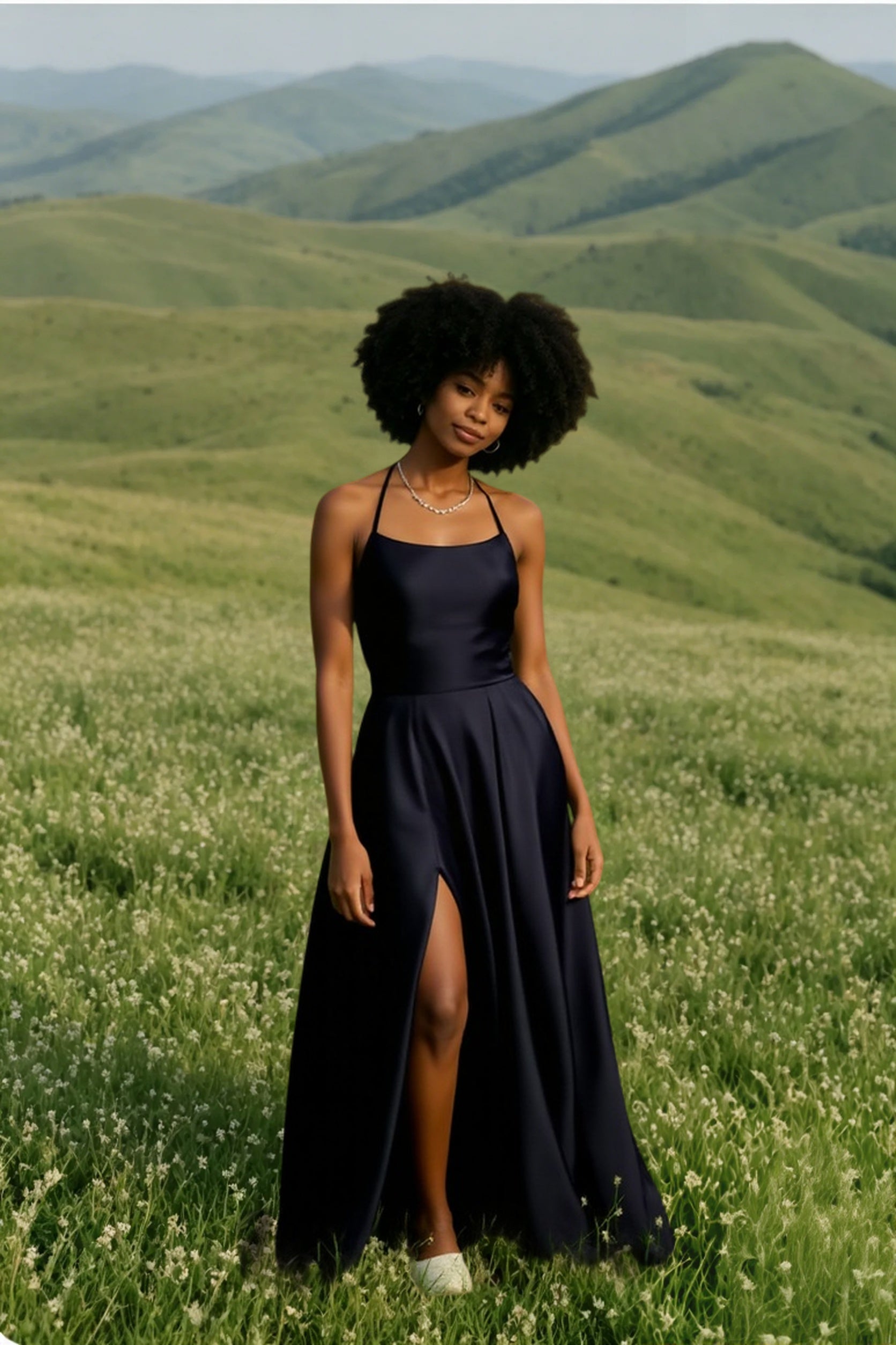 Blue Satin Spaghetti A-Line Prom Dress