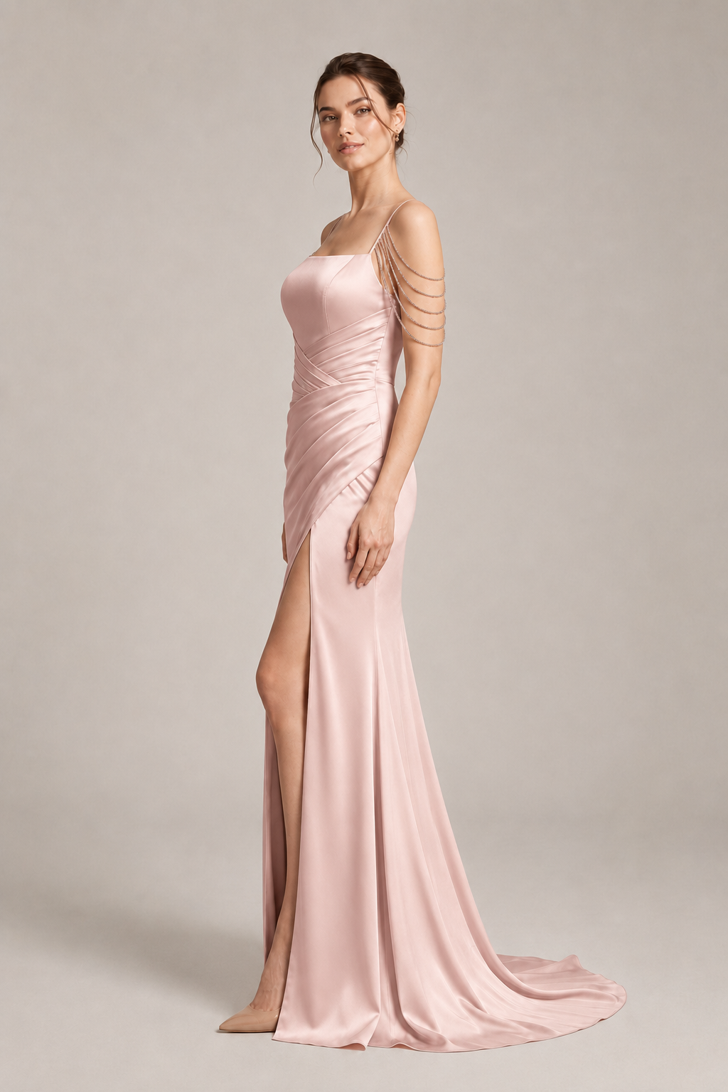 Satin Spaghetti Strap Mermaid Party Dress