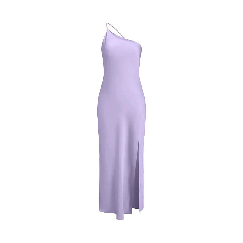 Satin Backless Split Thigh Long Dress